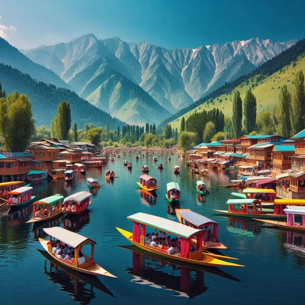 A breathtaking view of Kashmir's scenic valleys and snow-capped mountains as part of the best Kashmir tour package for travelers.