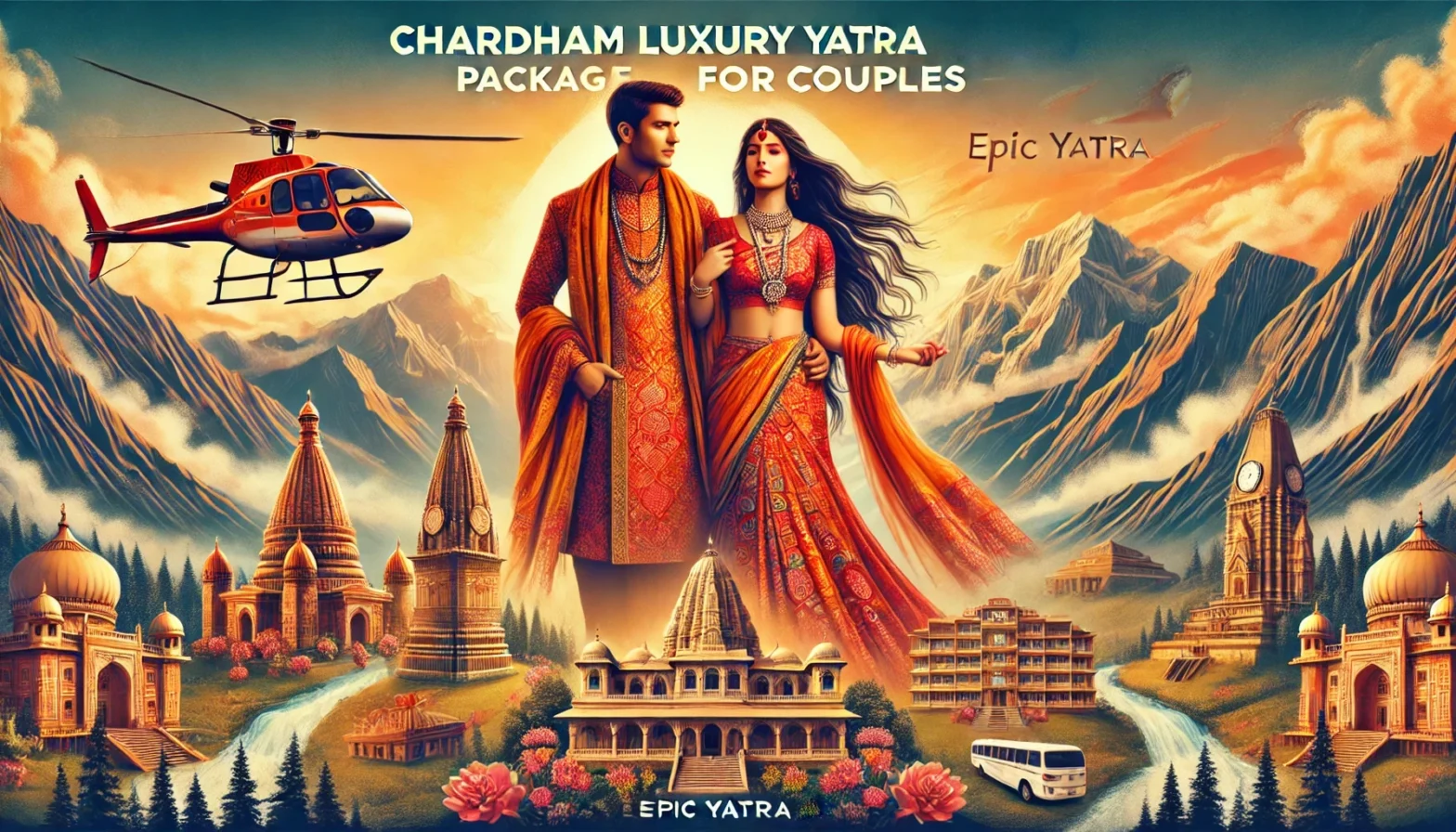 Chardham luxury yatra packages for couple exploring scenic spiritual sites.