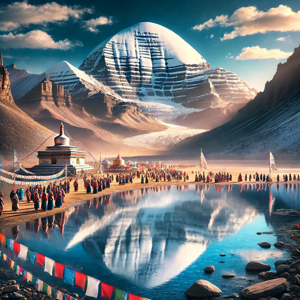 A serene and spiritual depiction of the Kailash Mansarovar Yatra and cost