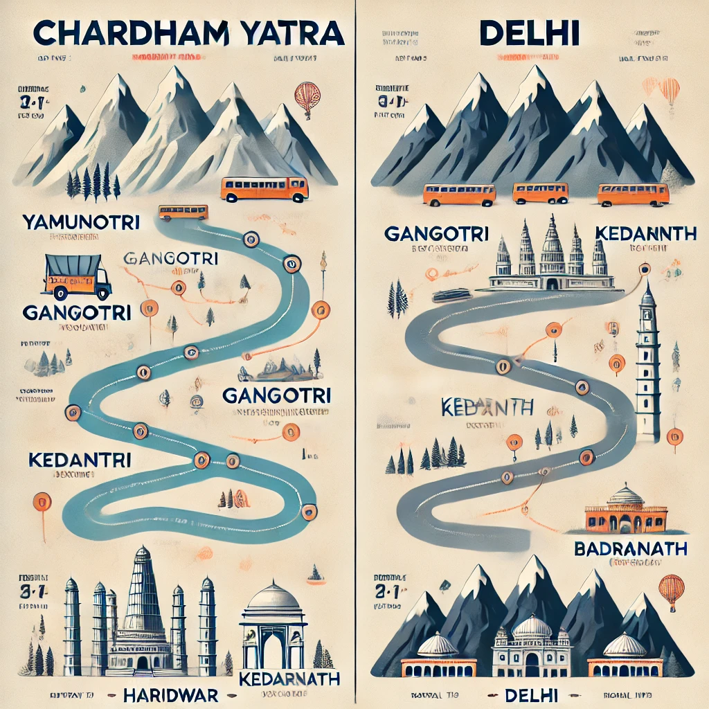 Chardham Yatra Route Comparison Starting from Haridwar or Delhi