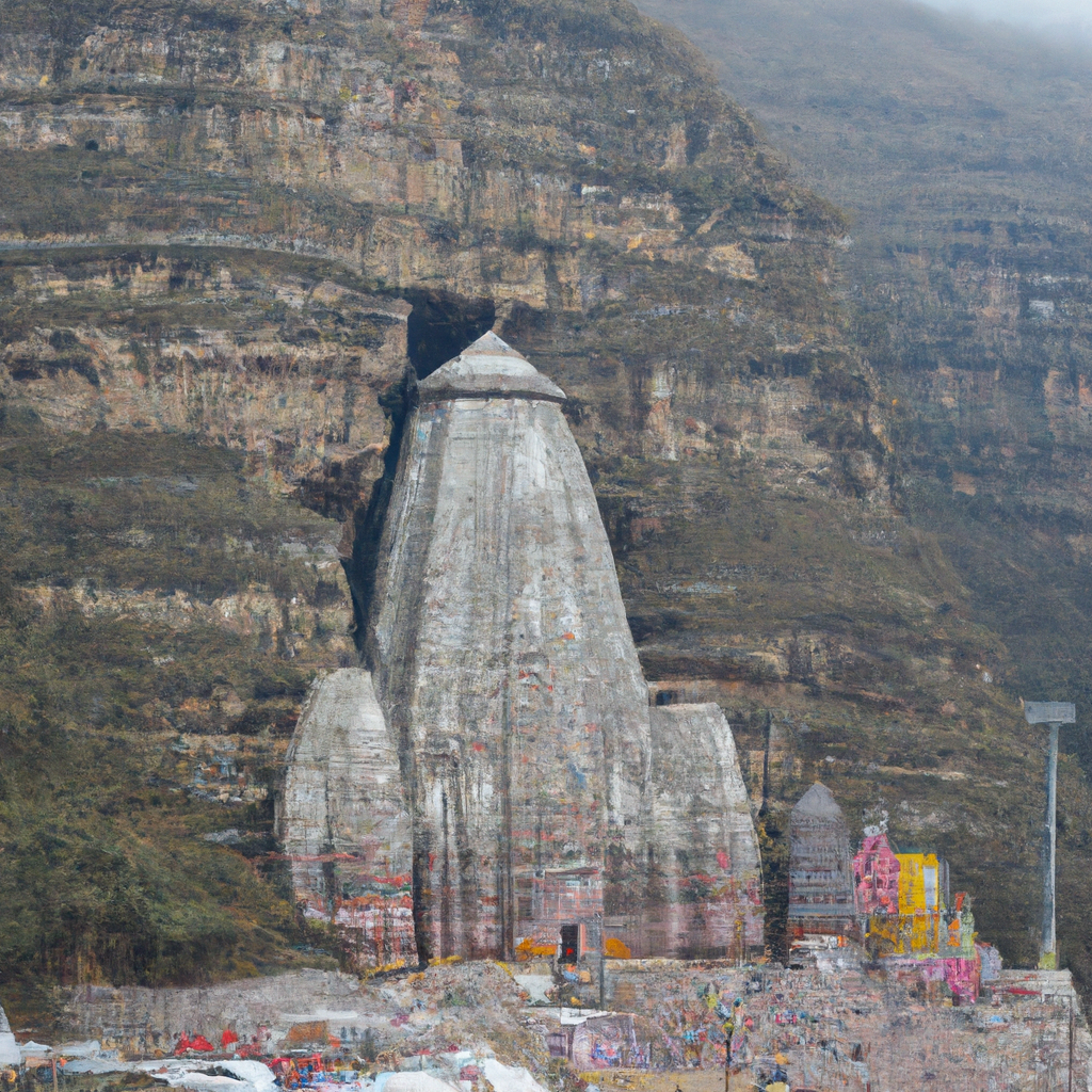 Scenic view of Chardham temples with pilgrims on a spiritual journey from Hyderabad.